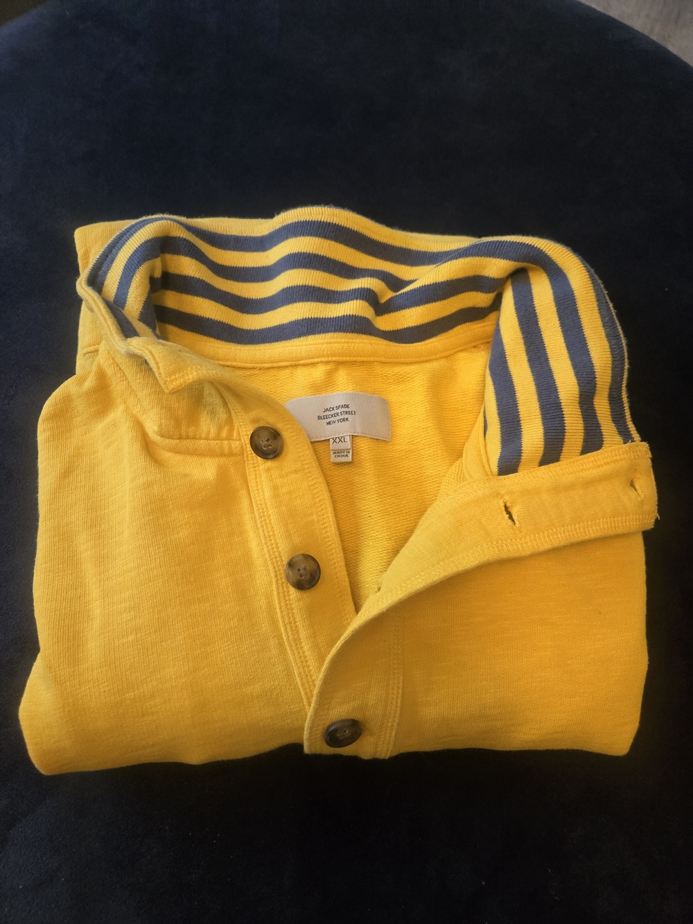 Mens Jack Spade Pullover Polo with Navy Striped Collar...XXL